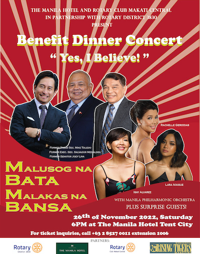 Manila Hotel Charity Dinner Concert to Fund Children Nutrition Program